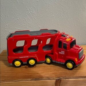 Red Fire Truck Carrier Toy - Kids Play Vehicle